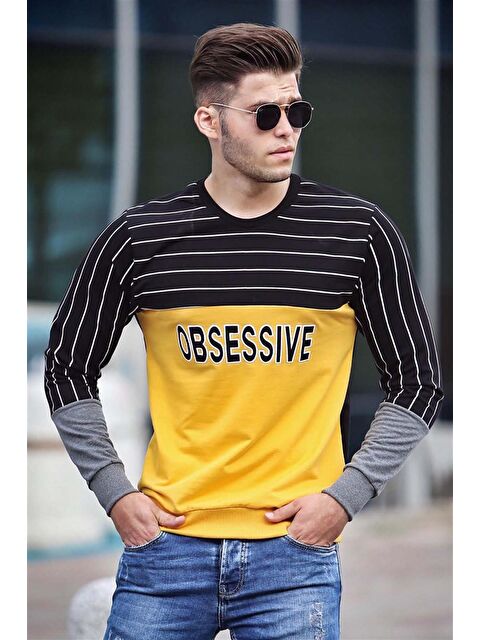 Madmext Baskılı Sarı Sweatshirt 4184 - S000062902-20072