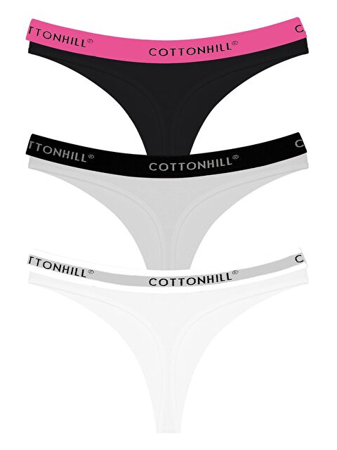 Cottonhill Pamuklu Basic Kadın Tanga Külot 3'Lü Paket - 4 - S000400877-27207