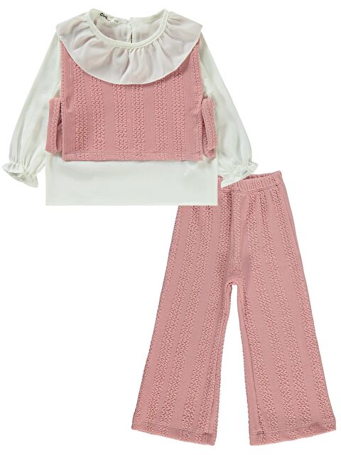 Civil Girls Örgü Desenli 2-5 Yaş Takım - Pudra 5-6 Yaş - S000359440-7152