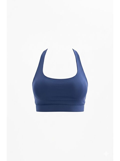 JUSTEVER Sırt Detaylı Çıkarılabilir Pedli Bra Kadın Sporcu Sütyeni Surge Lacivert