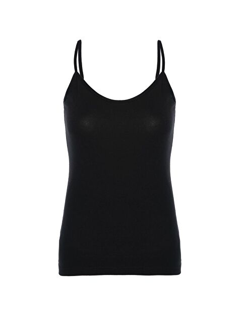 Tolin Kadın İp Askılı Pamuklu Elastanlı Siyah Atlet 1223 - S000075059-19351