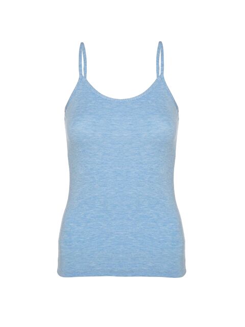 Tolin Kadın İp Askılı Pamuklu Likralı Mavi Melanj Atlet 1223 - S000075060-17234