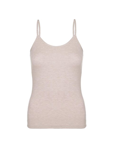 Tolin Kadın İp Askılı Pamuklu Likralı Sütlü Kahve Melanj Atlet 1223 - S000075061-19413