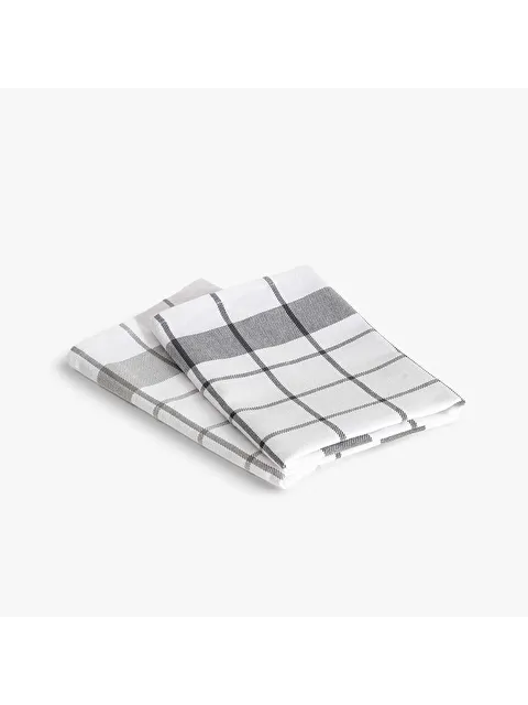 Green Black Esila 2'li Kurulama Bezi %100 Pamuklu İplik Boyalı Özel Dokuma Gri-Antrasit 45X65 Cm - S000103615-37287