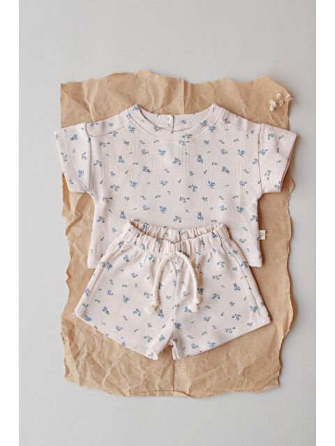 Oh La La Koala For Little Ones Mavi Çiçek Baskılı Waffle Şort Takım - S000421140-19966