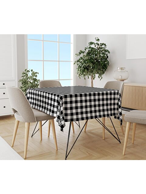 Evmila Siyah Pötikare Desenli 140x200 Kadife Masa Örtüsü - S000021898-23173