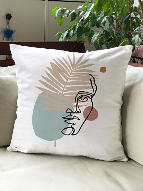 Evmila Kadife Doku Çift Taraf Baskılı Soyut Desen 43x43 cm Tekli Kırlent Kılıfı - S000021904-23173