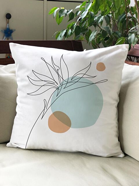Evmila Kadife Doku Çift Taraf Baskılı Soyut Desen 43x43 cm Tekli Kırlent Kılıfı - S000021907-23173