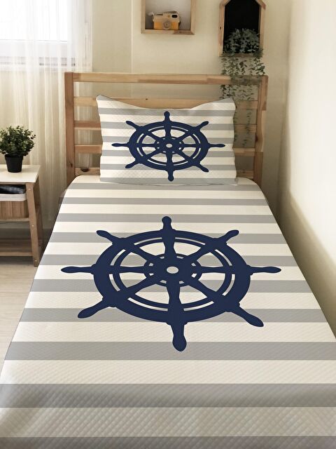 Evmila Marin ve Çıpa Desen Tek Kişilik Çocuk Pike Takımı 160x220 cm - S000021910-23173