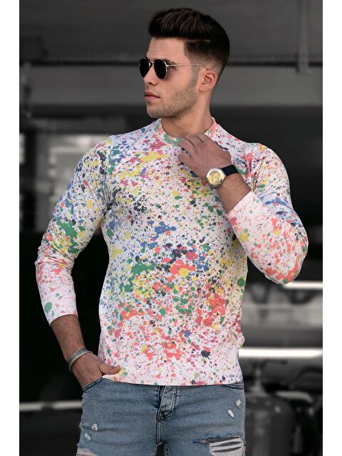 Madmext Baskılı Beyaz Sweatshirt 1658 - S000062905-20063
