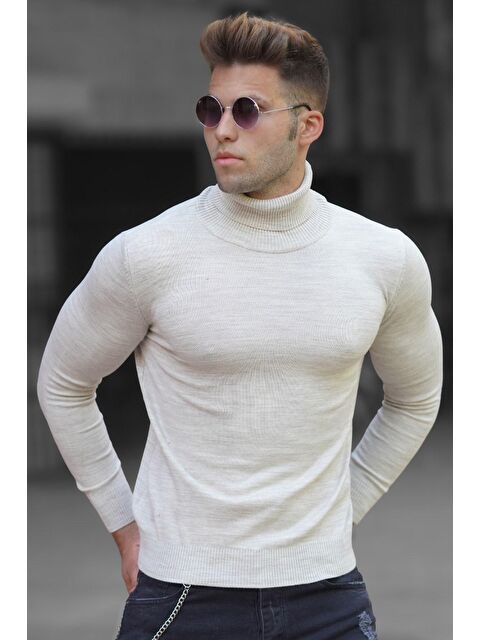 Madmext Bej Balıkçı Yaka Kazak 4656 - S000031536-19928