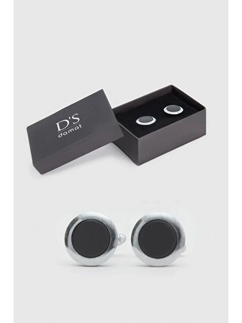 D'S damat Gümüş Siyah Renk Kol Düğmesi - S000402070-37299