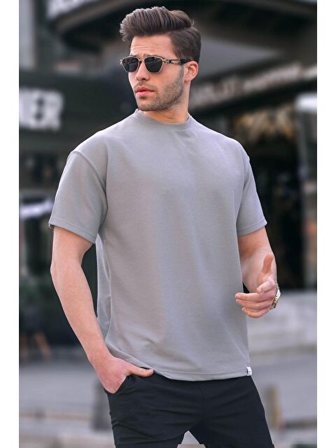 Madmext Boyalı Gri Regular Fit Basic Erkek Tişört 6099 - S000015954-22875