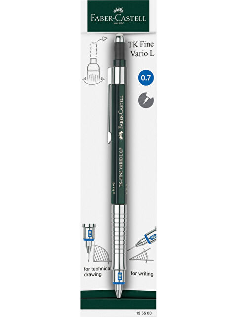Faber-Castell TK Fine Vario 0.7 Lüks, Versatil Ayarlanabilir Uç Kalem Teleskopik Silgili Kalem, Sertlik Göstergeli - S000415846-18194