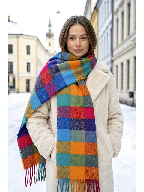 Remsa Püsküllü Buklet Atkı Şal 45X200 cm 1292 Fuşya - S000299004-18686