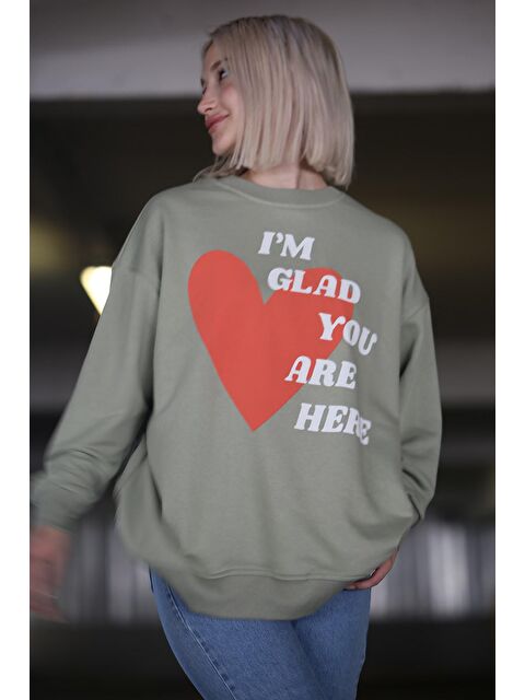 Madmext Mint Yeşili Baskılı Sweatshirt Mg1224 - S000032241-17259