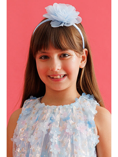 Le Mabelle Mavi Gül Detaylı Kız Çocuk Taç - S000497959-17234