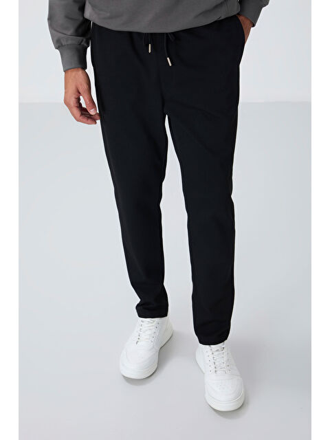 Air Jones Siyah Yüzeyi Dokulu Standart Fit Erkek Eşofman Alt - 82155 - S000330220-19351