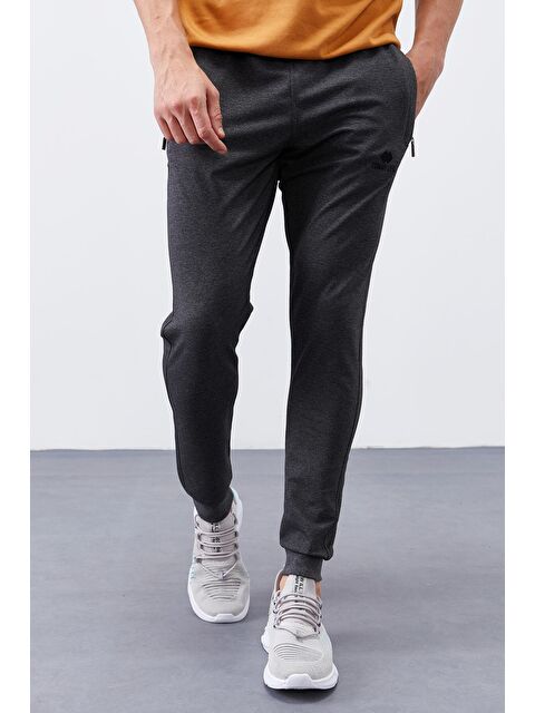 Tommylife Antrasit Melanj Fermuar Cepli Dar Kalıp  Erkek Jogger Eşofman Altı- 84343 - S000032275-29666