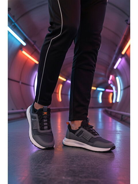 Walkway Füme Hafif Esnek Kilit Bağcıklı Erkek Spor Ayakkabı Nans 6006 M - S000431660-33408