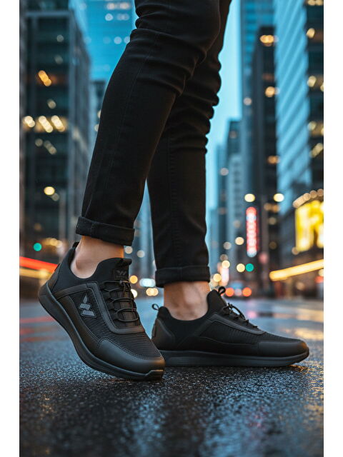 Walkway Siyah Kilit Bağcıklı Hafif Esnek Erkek Spor Ayakkabı Apollo 166 M - S000431659-22238