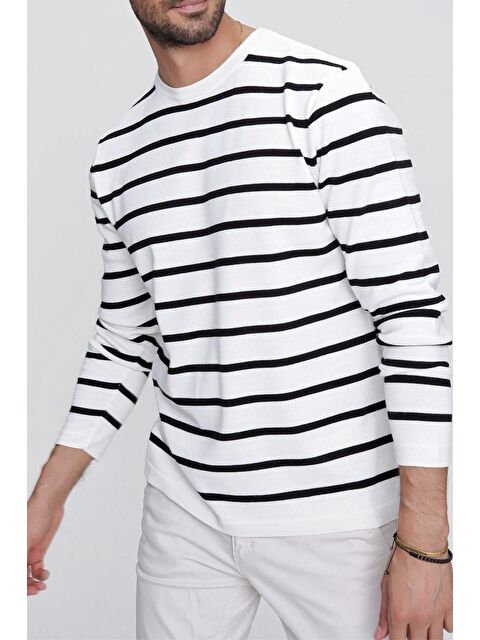 Tarz Cool Erkek Bisiklet Yaka Çizgili Casual Triko Kazak - S000147095-20063