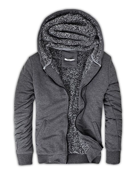 Buratti İçi Kürklü Kapüşonlu Fermuarlı Sweatshirt Slim Fit 575708 - S000005628-29666