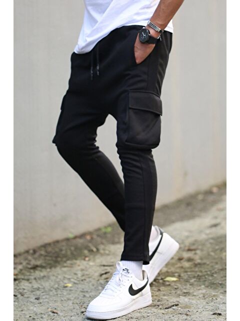 Madmext Siyah Yandan Cepli Basic Eşofman Altı 4801 - S000014700-19351