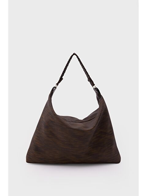 Shulebags Polly Örgülü Salaş Omuz Çantası Kahve - S000470007-19413