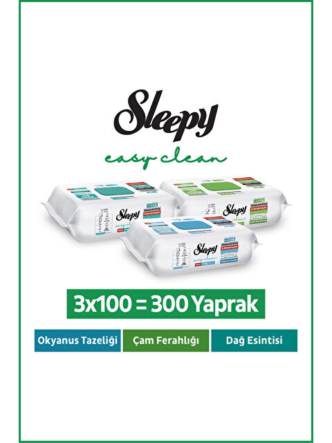 Sleepy Doğa Serisi Yüzey Temizlik Havlusu Mendili Çam+Okyanus+Dağ Esintisi 3x100 (300 Yaprak)