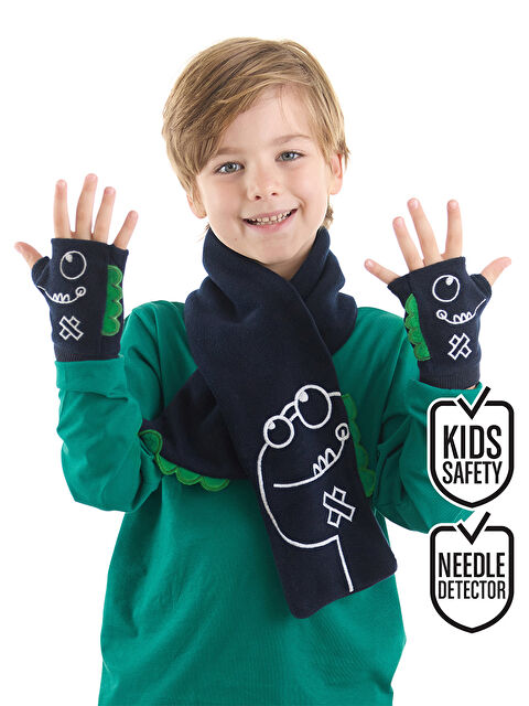Denokids Tırtır Dino Erkek Çocuk Atkı - Eldiven Takım - S000010092-21164