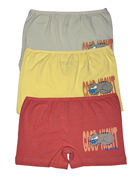 Tolin Kız Çocuk 3 lü Paket Pamuklu Elastanlı Baskılı Şort 44313 - S000422203-27074