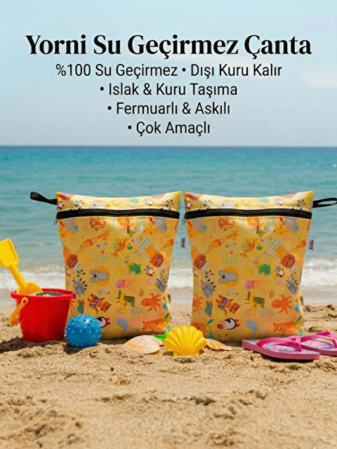 Yorni 2 adet, 36x30cm Summer, Sıvı Geçirmeyen Çok Amaçlı Islak Mayo, Havlu, Kirli Kıyafet Çantası, Torbası