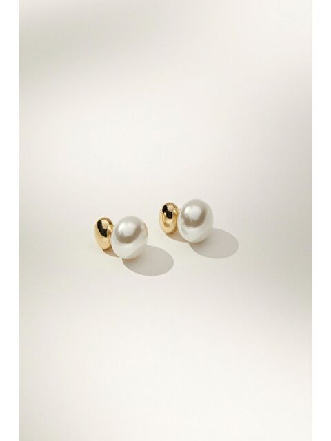 New Obsessions İnci Tanesi Çift Top Çivi küpe - S000116824-20076