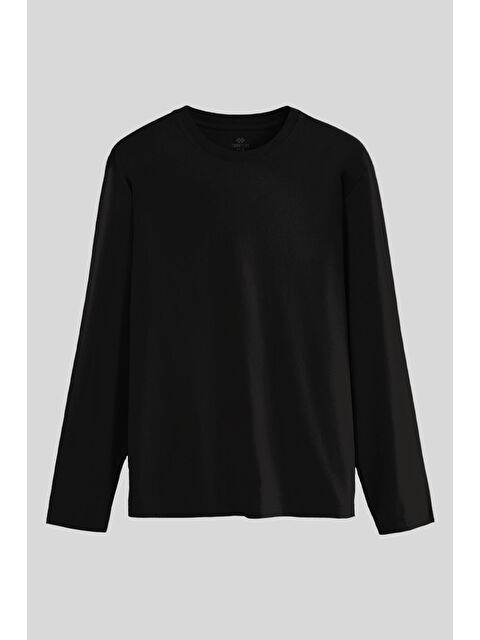 Tommylife Siyah Standart Fit Basic O Yaka Erkek Sweatshirt - 87997 - S000422969-19351