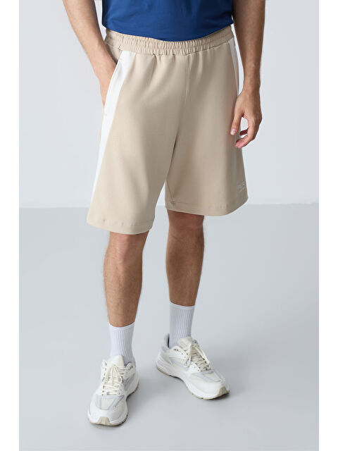 Tommylife Bej Pamuklu Kalın Yumuşak Dokulu Standart  Fit Basic Erkek Şort  - 81280 - S000231622-19928