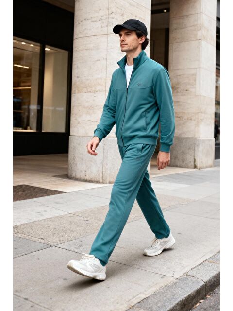 Tommylife Orman Yeşili Pamuklu Kalın Yumuşak Dokulu Comfort  Fit Basic Erkek Eşofman Takım - 85260 - S000330157-18194