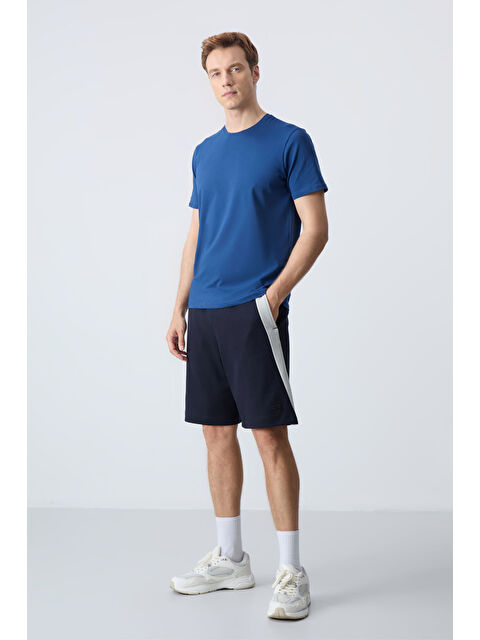Tommylife Lacivert Pamuklu Kalın Yumuşak Dokulu Standart  Fit Basic Erkek Şort  - 81280 - S000231622-21164