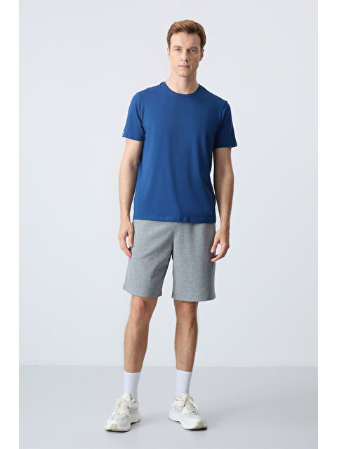Tommylife Gri Melanj Pamuklu Kalın Yumuşak Dokulu Standart  Fit Basic Erkek Şort  - 81278 - S000231623-74