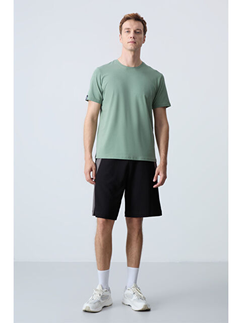 Tommylife Siyah Pamuklu Kalın Yumuşak Dokulu Standart  Fit Basic Erkek Şort  - 81280 - S000231622-19351