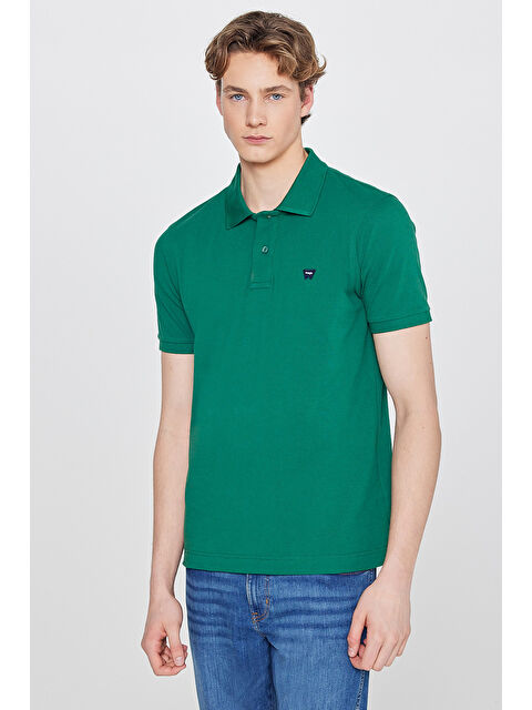 Wrangler Regular Fit Polo Yaka %100 Pamuk Yeşil Tişört