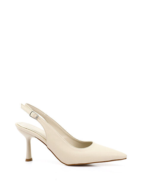 GÖNDERİ(R) Kadın KREM Sivri Burun Kadeh Ökçe Arkası Açık Ayakkabı