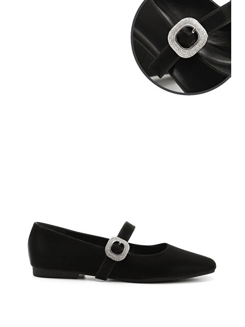 GÖNDERİ(R) Kadın KOYU SİYAH Taşlı Bilekten Bağlı Babet