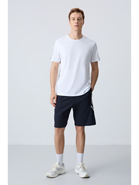 Tommylife Lacivert Pamuklu Kalın Yumuşak Dokulu Standart Fit Basic Erkek Şort  - 81281 - S000231621-21164