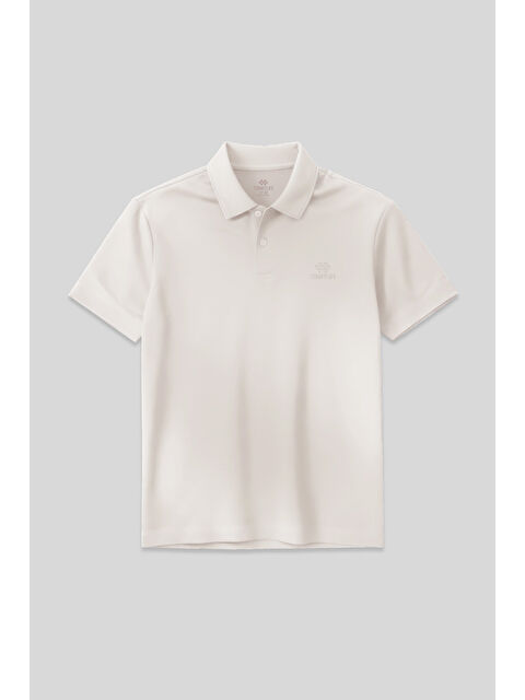 Tommylife Ekru Basic Logolu Standart Kalıp Triko Polo Yaka Erkek Tişört - 87748 - S000028468-19965