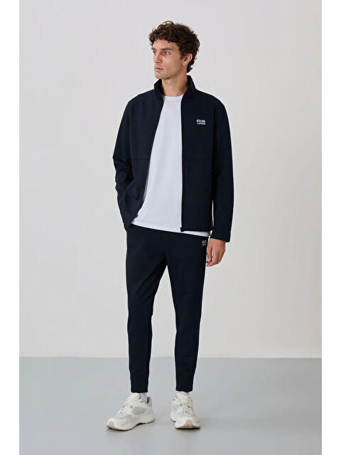 Air Jones Lacivert Dik Yaka Gizli Cep Detaylı Standart Kalıp Erkek Eşofman Takım - 85209 - S000080415-21164