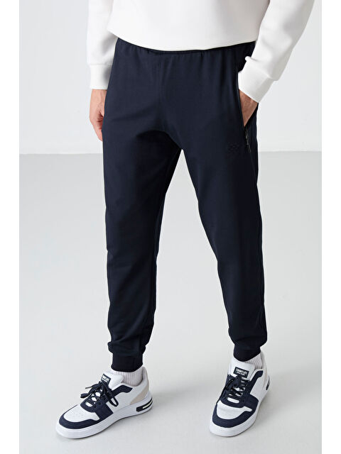 Tommylife Lacivert Air Baskılı Fermuar Cepli Standart Kalıp Erkek Jogger Eşofman Altı- 84587 - S000084626-21164