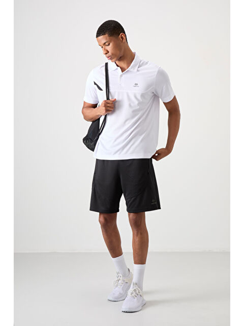 Tommylife Beyaz Polyester Nefes Alan Dokulu İnce Esnek Standart Fit Polo Yaka Erkek Performans Tişört - 88402 - S000193832-20063