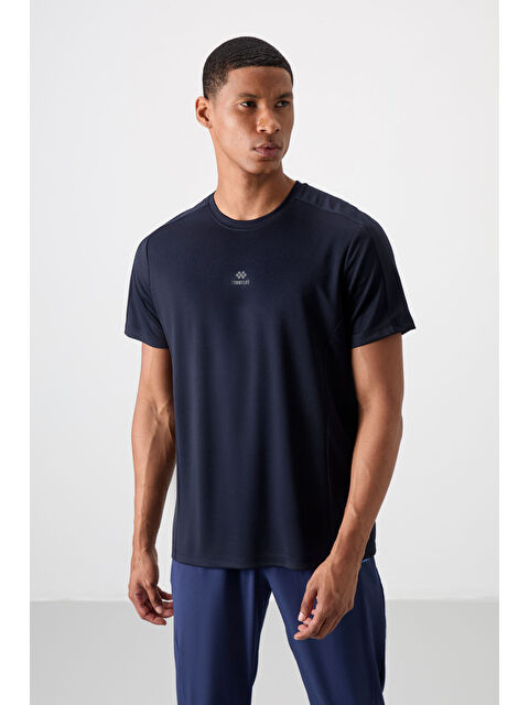 Tommylife Lacivert Polyester Nefes Alan Dokulu İnce Esnek Standart Fit Erkek Performans Tişört - 88390 - S000193894-21164