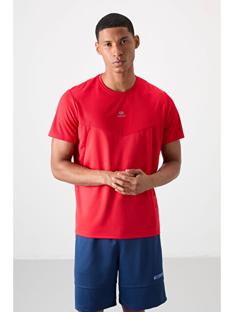 Tommylife Kırmızı Polyester Nefes Alan Dokulu İnce Esnek Standart Fit Erkek Performans Tişört - 88391 - S000193959-20045
